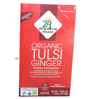 Organic Tulsi Ginger Tea Bags 24 Mantra 1.32Oz