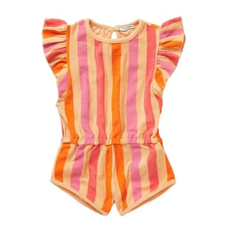 Sproet & Sprout Ruffle Terry Jumpsuit Stripes Nectarine