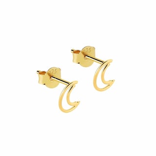 Gold Plated Open Moon Stud Earring