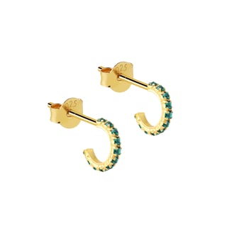 Emerald Hoop Earrings Gold Plated - Emerald / 18K Gold Plated 925 Sterling Silver