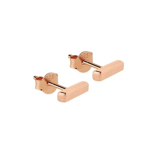 Gold Plated Bar Stud Earring - Sterling Silver / Rose Plated