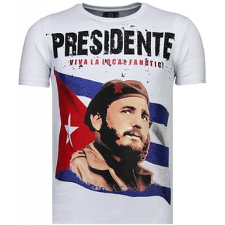 Presidente - Rhinestone T-Shirt - Wit
