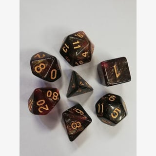 Dice Poly Black and Red Glitter