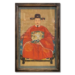 Schilderij Chinese Voorouder Steek Rood Multi 56x91cm Ingelijst