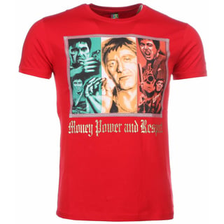 T-Shirt - Scarface Money Power Respect Print - Rood