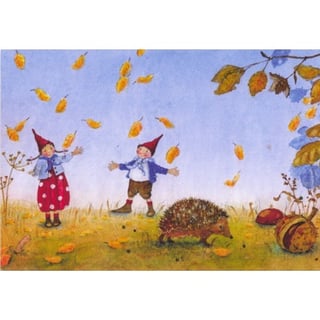 Ansichtkaart Pippa en Pelle Tussen De Herfstbladeren (Daniela Drescher)