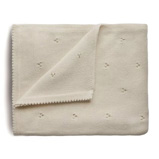 Mushie Knitted Pointelle Baby Blanket Ivory