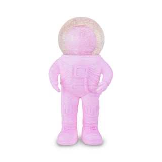 Beeldje Astronaut Met Sneeuwbol Roze 9x18cm