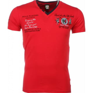 Italiaanse T-Shirt - Korte Mouwen Heren - Borduur Polo Players - Rood