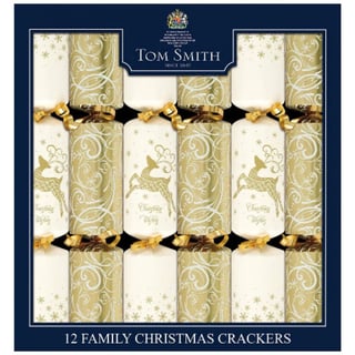 Tom Smith 12 Family Xmas Crackers Gold And White