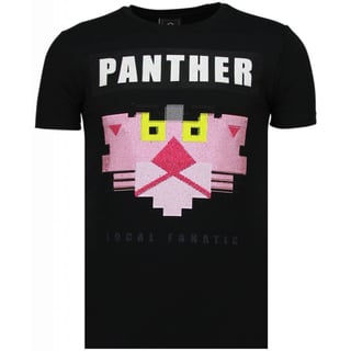 Panther For A Cougar - Rhinestone T-Shirt - Zwart