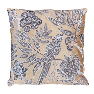 Sierkussen Papegaai Taupe Wit Goud Velours 50x50cm