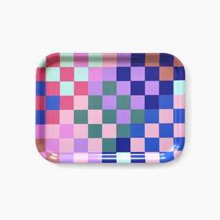 Blu Kat Dienblad Meerkleurig Checker Rechthoekig 27x20cm
