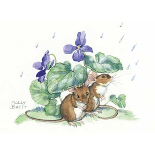 Ansichtkaart - Two Mice Shelter From the Rain