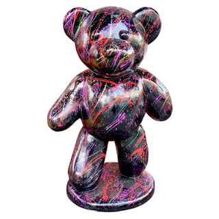 Beeld Design Teddy Beer Zwart Splash Multicolor 40x64cm