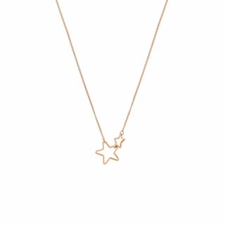 Silver Plated Necklace with Double Star - Rose Gold Plated Brass