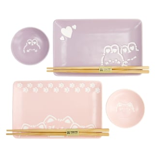 Sushi Set Kawaii Cat Rabbit Roze Lila Porselein
