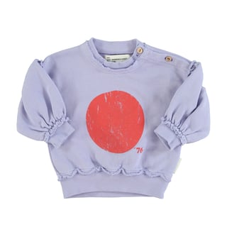 Piupiuchick Baby Sweatshirt with Balloon Sleeves Lavender with Red Circle Print