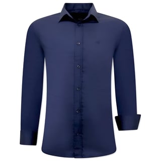 Luxe Aparte Blanco Heren Overhemden - Slim Fit - 3081- Navy