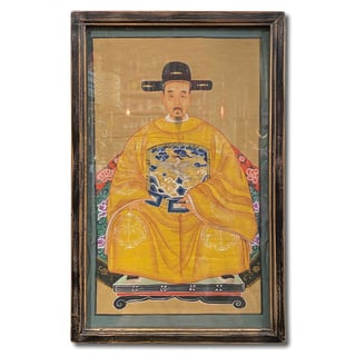 Schilderij Chinese Voorouder Steek Geel Multi 56x91cm Ingelijst