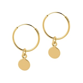 Silver Hoop Earrings with Round 12 MM - Sterling Silver / Gold Plated / 18MM