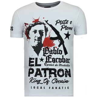 El Patron Pablo - Rhinestone T-Shirt - Wit