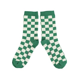 Piupiuchick Socks Ecru & Green Checkered