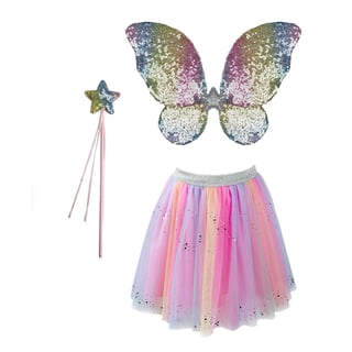 Rainbow Sequins Skirt, Wings & Wand (4-6 Jr)