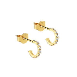 Clear Crystal Hoop Earrings Gold Plated - Clear Crystal / 18K Gold Plated 925 Sterling Silver
