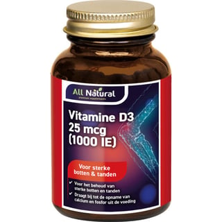 All Natural Vitamine D3 25 Mcg (1000 IE) Capsules 90CP