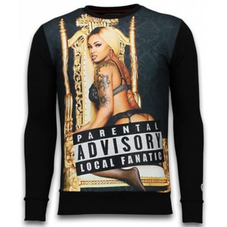 Parental Advisory - Digital Rhinestone Sweater - Zwart