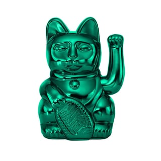 Lucky Cat Cosmic Shiny Teal Metallic 10x15cm in Cadeau Doos