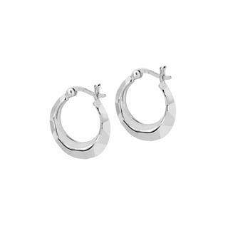 Gold Plated Hammered Hoop Earrings - Sterling Silver / Silver