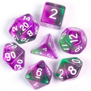 Dice Poly Transparent Mixed Purple&Green