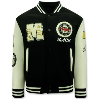 Vintage Varsity Baseball Jacket Oversized Heren - 7086 - Zwart