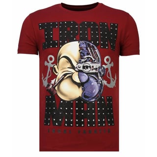 Iron Man Popeye - Rhinestone T-Shirt - Bordeaux