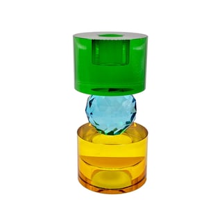 Kandelaar Votief Groen-Aqua-Amber Kristal Glas 7x14cm