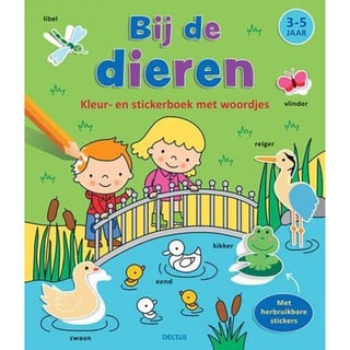 Kleur- en Stickerboek Met Woordjes - Bij De Dieren (3-5 j.)