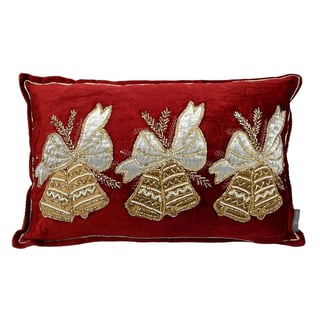 Sierkussen Kerst Jingle Bells Rood-Wit-Goud 50x35cm Geborduurd