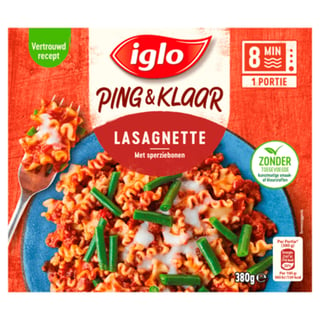Iglo Ping & Klaar Lasagnette & Sperziebonen