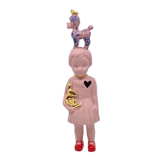 Pupke Roze Met Poedel Delfts Blauw Porselein 26cm