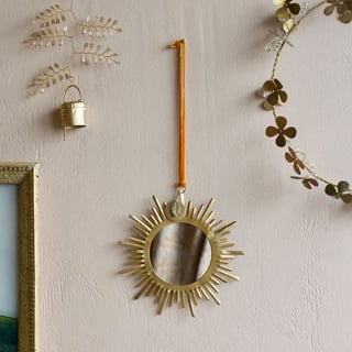 Spiegeltje Mini Zon Antiek Goud 12x12cm