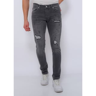 Slim Fit Jeans Heren Met Scheuren -DC-041- Grijs