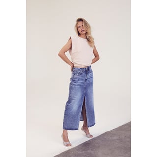 Co'Couture Vika Slit Denim Skirt - Denim Blue
