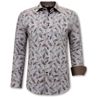 Overhemd Vogel Veer Print Heren - 3111- Bruin