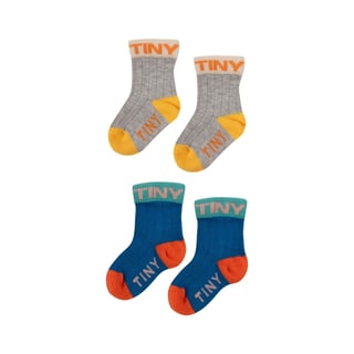 Tiny Cottons Colorblock Baby Socks Pack Ultramarine/Heather Grey