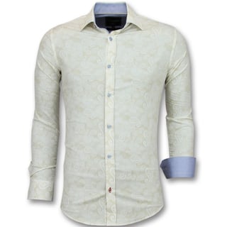 Heren Overhemden Italiaans - Blouse Met Print - 3010 - Beige