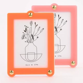 Omwisselbaar Fotolijstje Staand Vierkant L Neon Oranje/Roze
