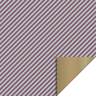 Rol Inpakpapier Duo Stripe Blue/ Beet Red - Gold