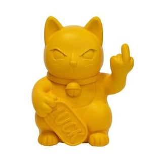 Beeld Lucky Cat Fuck You Geel 23x27cm
